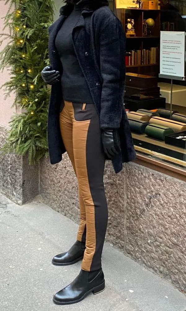 City-lämpöhousut CECILIA kameli/musta - S